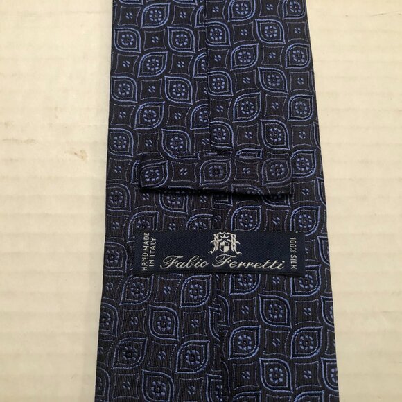fabio FERRETTI men's new blue 100%silk tie  3" X 60"  made in Italy - Picture 4 of 4